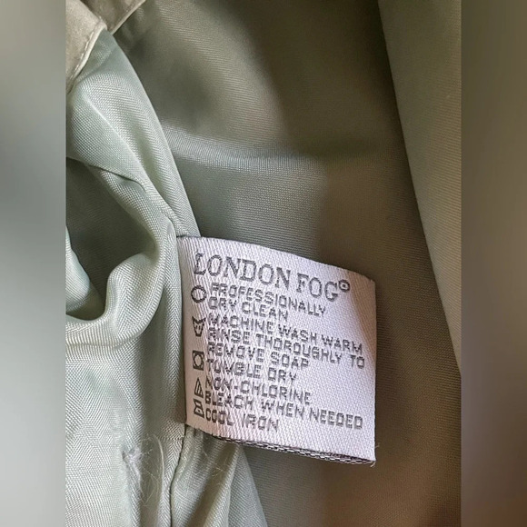 London Fog Light Green Women’s Trench Coat Detachable Hood Medium Raincoat Long - Picture 10 of 12